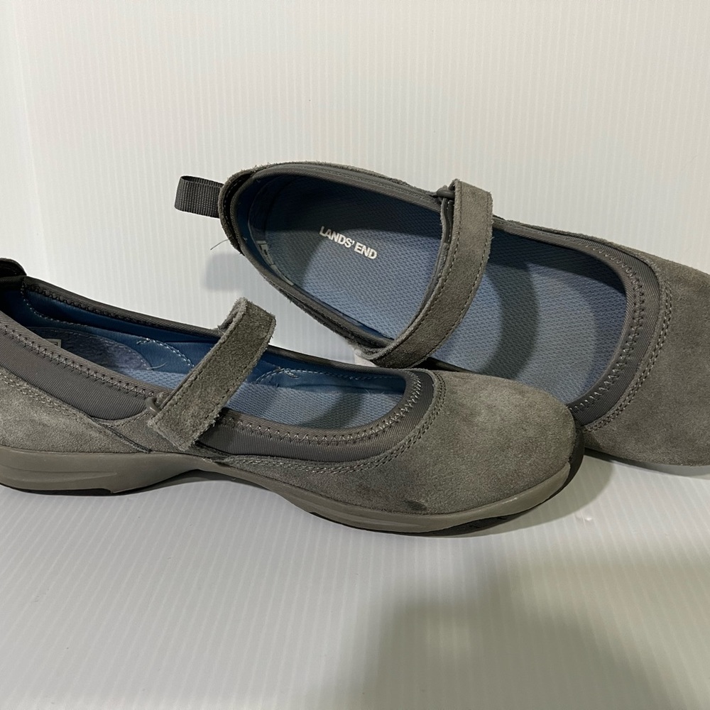 Lands End  size 10 -Mary Jane’s gray slip on shoes
